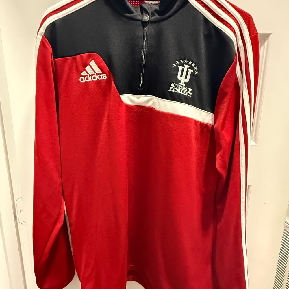 adidas Red, Black & White Performance Quarter-Zip Jacket